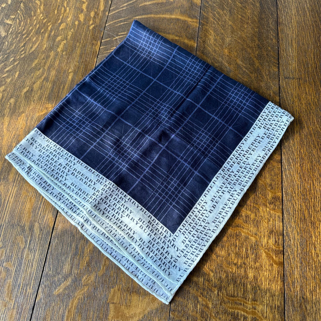 Vintage Burberry Navy Blue Nova Check Scarf