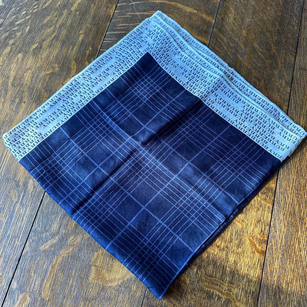 Vintage Burberry Navy Blue Nova Check Scarf