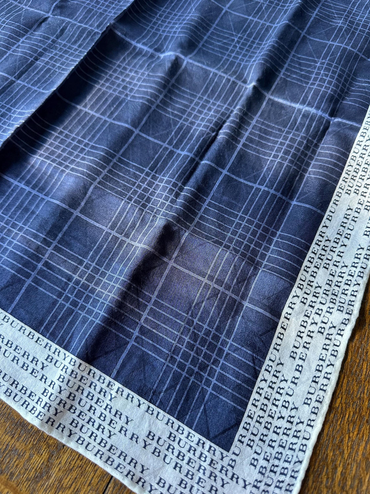 Vintage Burberry Navy Blue Nova Check Scarf