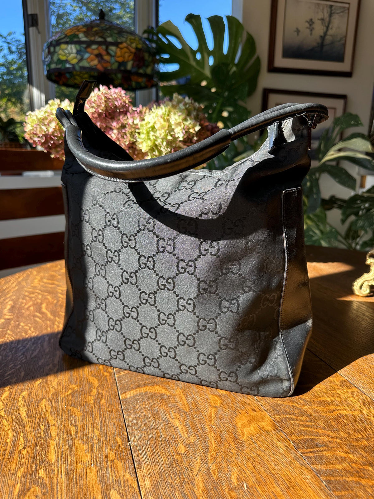 Gucci GG Monogram Shoulder Bag in Black Jacquard