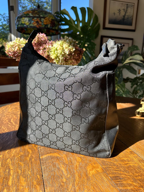 Gucci GG Monogram Shoulder Bag in Black Jacquard