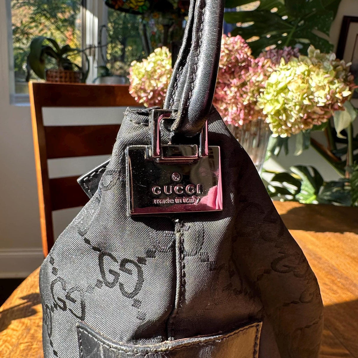 Gucci GG Monogram Shoulder Bag in Black Jacquard