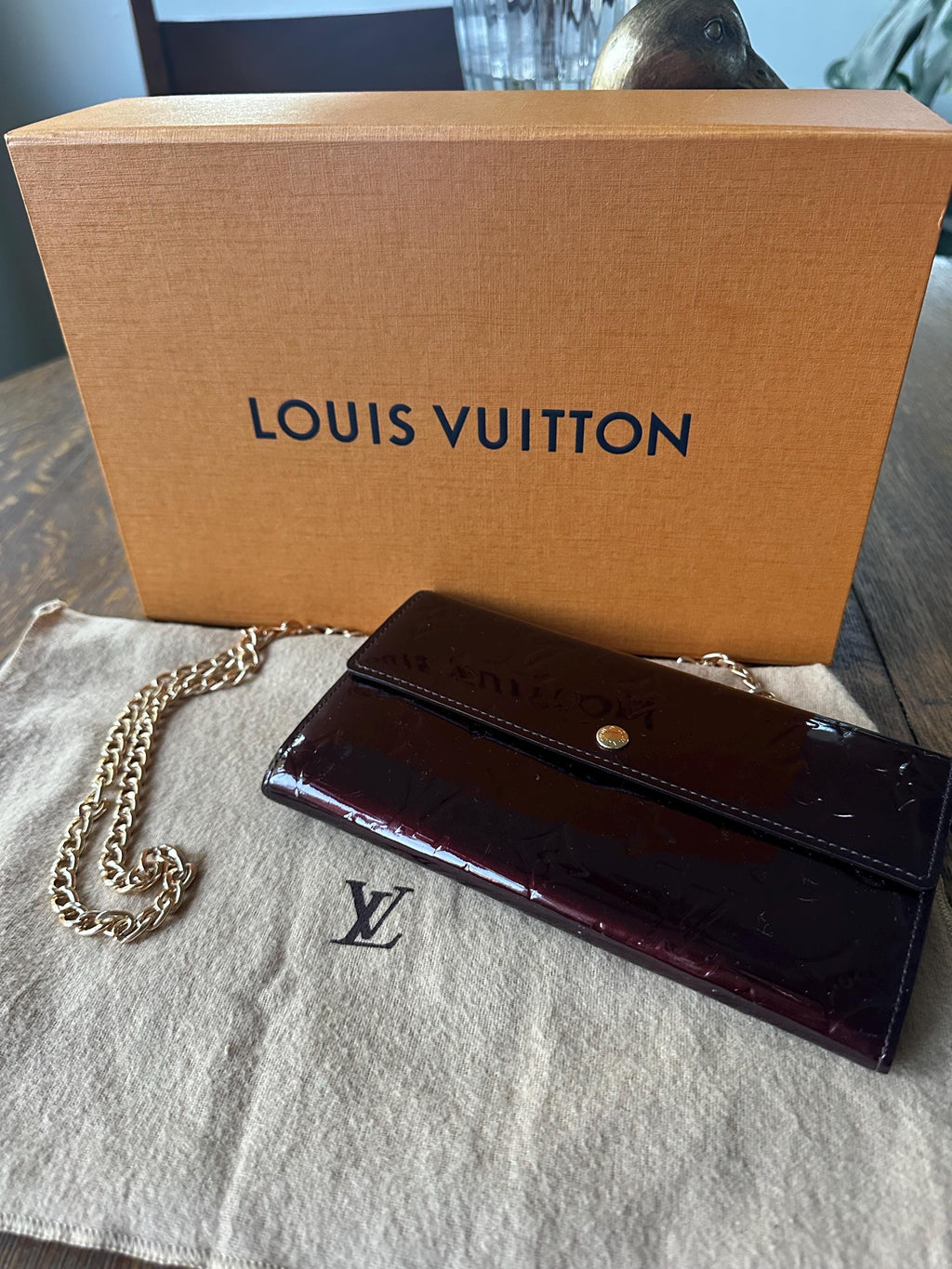 Louis Vuitton Amarante Vernis Wallet with Box and Dust Bag Gift Set
